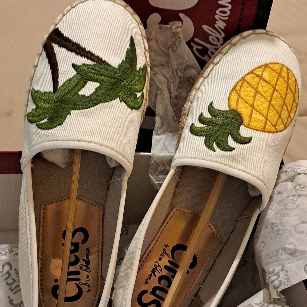 CIRCUS BY SAM EDELMAN Womens White Tropical Leni Espadrille Shoes, Size 6M
